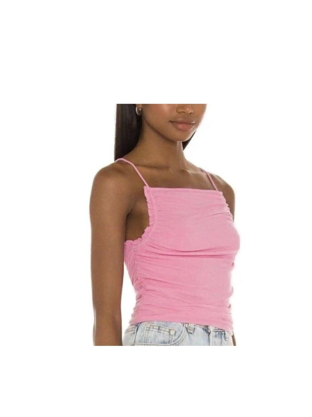 Superdown Ruched Pink Jessa Tank Top Size M